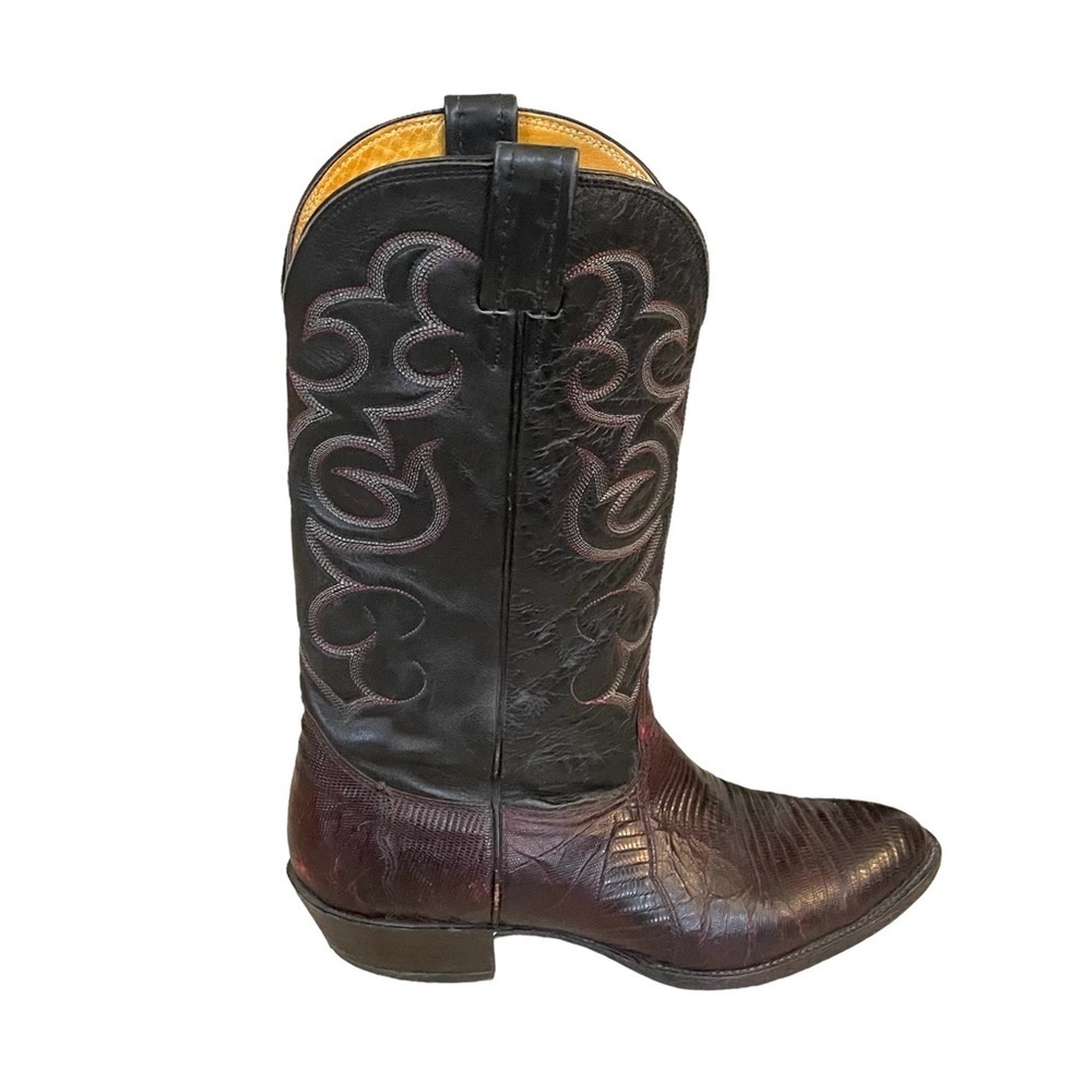 NOCONA Leather Lizard Western Cowboy Boots 
Burgundy Black 10.5 D